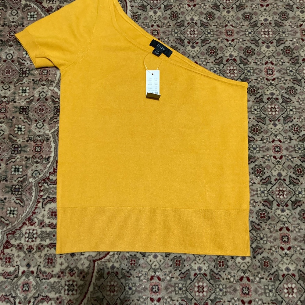 J. Crew Mustard Yellow One-Shoulder Tee